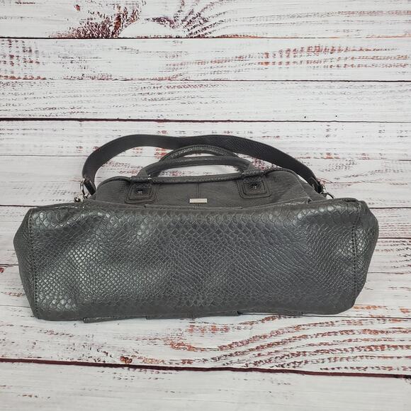 Jewel Gray Large Zip Slouchy Satchel Purse Dual Handle & Strap Shoulder Bag - Picture 8 of 14